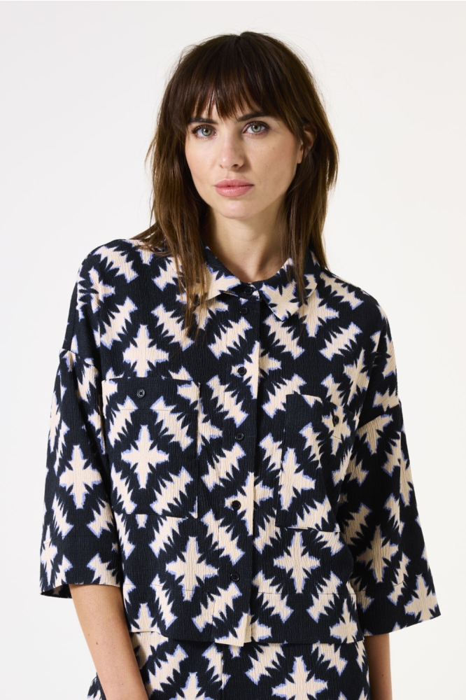 BLOUSE MET PRINT H50004 60 BLACK